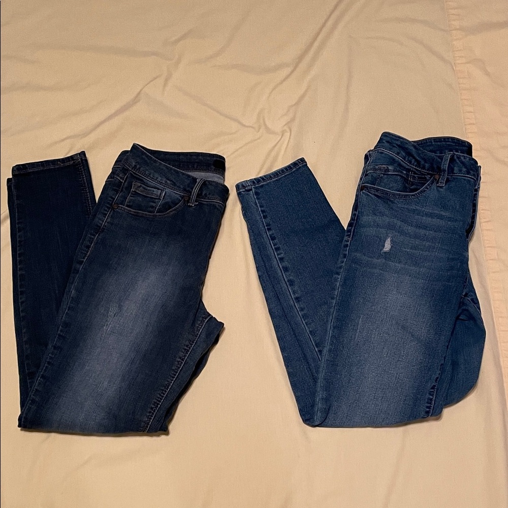 1822 Denim Dark and Medium Blue Skinny Jeans